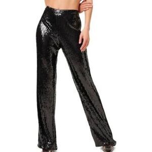 Good American Black Sequin Wide Leg Pants